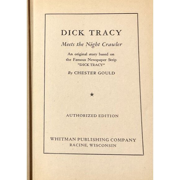 VTG DICK TRACY BOOK HARDCOVER 1945 DUSTJACKET MEETS THE NIGHT CRAWLER WHITMAN - Picture 2 of 9